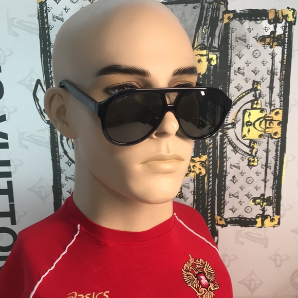 New Authentic Black Aviator Sunglasses GG0159SN 001 - Picture 1 of 13